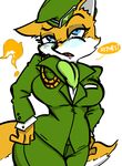  anthro canine eyewear female fox glasses hat kioon1596 lt._fox_vixen mammal military_uniform smile solo squirrel_and_hedgehog uniform 