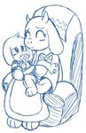  asriel_dreemurr black_and_white caprine clothing diaper duo goat horn long_ears male mammal monochrome monster mother pacifier parent toriel undertale video_games young 