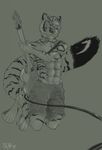  2015 anthro clothed clothing electric_guitar eyes_closed feline fur grey_background guitar half-dressed jumping male mammal monochrome musical_instrument necklace open_mouth sharp_teeth shorts simple_background spectrumshift stripes teeth tiger tongue topless 