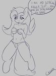  anthro anthrofied breasts chrnos clothed clothing english_text equine female fluttershy_(mlp) friendship_is_magic half-dressed horse mammal monochrome my_little_pony pegasus pony simple_background solo speech_bubble text topless wings 