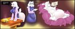  2015 anthro apron big_breasts big_butt blue_eyes book breasts butt caprine chubby clothed clothing dialogue english_text eyewear female food fur glasses goat horn mammal monster nipple_bulge nude open_mouth pie pillow pointing quadra reading robe side_boob skimpy solo speech_bubble text toriel undertale video_games voluptuous white_fur wide_hips 