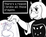  &lt;3 bed big_breasts big_butt blush breasts butt caprine davidsanchan dialogue disappointed drawing english_text eyewear female glasses goat grabbing_sheets mammal monster nipples nude paper pillow solo text tongue tongue_out toriel undertale video_games 