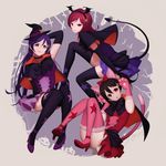  animal_ears ass black_hair bon_nob cat_ears cat_tail dancing_stars_on_me! demon_tail green_eyes hat long_hair love_live! love_live!_school_idol_project multiple_girls nishikino_maki open_mouth paw_pose purple_eyes purple_hair red_eyes red_hair short_hair sitting smile tail thighhighs toujou_nozomi twintails witch_hat yazawa_nico 