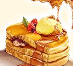  bad_id bad_pixiv_id blueberry butter chibi dripping food frown fruit jojo_no_kimyou_na_bouken joseph_joestar_(young) ky_(ssswonderful) leaf male_focus pancake purple_hair raspberry sandwich solo syrup 