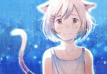  animal_ears bare_shoulders brown_eyes cat_ears collarbone crying crying_with_eyes_open hair_ornament hairclip hanekawa_tsubasa monogatari_(series) short_hair smile solo tail tears white_hair yuu_(plasm) 