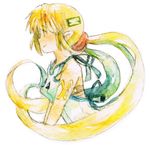  alfina_(grandia) ami_(cadenza) blonde_hair from_side grandia grandia_iii long_hair low_twintails lowres pointy_ears profile sleeveless solo traditional_media twintails watercolor_(medium) 