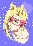  animal_ears blonde_hair blue_eyes cat_ears hokuto_shun jojo_no_kimyou_na_bouken long_hair male_focus mask melone solo 