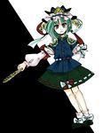  green_hair hat highres komaku_juushoku ribbon rod_of_remorse shiki_eiki short_hair skirt solo touhou 