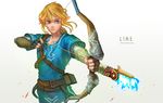  arrow bad_id bad_pixiv_id blonde_hair blue_eyes bow_(weapon) dixon_(yung96ok) drawing_bow holding holding_arrow holding_bow_(weapon) holding_weapon link male_focus pointy_ears solo the_legend_of_zelda the_legend_of_zelda:_breath_of_the_wild tunic weapon 