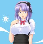  :d breasts dagashi_kashi flower hair_flower hair_ornament hairband high-waist_skirt large_breasts looking_at_viewer nak_yama open_mouth purple_eyes purple_hair ringed_eyes rose shidare_hotaru short_sleeves skirt smile solo star suspender_skirt suspenders 