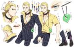  blonde_hair character_sheet formal hokuto_shun jewelry jojo_no_kimyou_na_bouken necklace prosciutto suit translation_request 