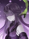  covered_eyes kantai_collection light_cruiser_hime long_hair oenothera pale_skin purple_hair shinkaisei-kan solo 