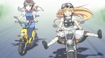  ^_^ alice_margatroid black_footwear black_skirt black_vest blonde_hair blue_dress blue_eyes blur boots bow braid capelet closed_eyes commentary_request dress goggles grin ground_vehicle hair_bow helmet kirisame_marisa kneehighs kugi_(kugi-xiv) long_hair long_skirt motor_vehicle motorcycle motorcycle_helmet multiple_girls puffy_short_sleeves puffy_sleeves ribbon scooter shirt shoes short_sleeves single_braid skirt sleeveless sleeveless_dress smile speed_lines spread_legs touhou very_long_hair vest white_legwear white_shirt 