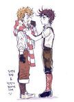  blonde_hair brown_hair caesar_anthonio_zeppeli child jojo_no_kimyou_na_bouken joseph_joestar_(young) korean male_focus mapi_(mup1228) multiple_boys scarf striped striped_scarf translation_request younger 