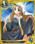  asia_argento bishop_(chess) blonde_hair card_(medium) character_name chess_piece green_eyes habit high_school_dxd long_hair looking_at_viewer nun official_art smile solo trading_card very_long_hair 