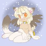  2018 anthro blonde_hair breasts feathered_wings feathers feline female hair kissaotus mammal nude opal_(ashnar) solo sphinx wings 