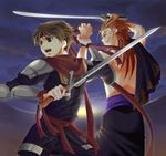 arc_(arc_the_lad) arc_the_lad arc_the_lad_ii brown_hair highres multiple_boys red_hair sword tosh_(arc_the_lad) weapon 