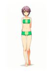  arms_behind_back bikini bikini_shorts brown_eyes highres nagato_yuki nagato_yuki-chan_no_shoushitsu purple_hair puyo short_hair shorts solo suzumiya_haruhi_no_shoushitsu suzumiya_haruhi_no_yuuutsu swimsuit white_background 