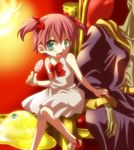  arc_the_lad arc_the_lad_ii child choko_(arc_the_lad) corpse dress flat_chest red_hair ribbon short_twintails skirt slime solo twintails white_background yellow_ribbon younger 