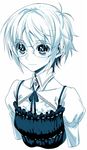  dress glasses highres light_smile monochrome nagato_yuki nagato_yuki-chan_no_shoushitsu puyo short_hair solo suzumiya_haruhi_no_shoushitsu suzumiya_haruhi_no_yuuutsu 