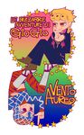  animal_print blonde_hair boots braid copyright_name crossed_legs dated giorno_giovanna gradient gradient_background guido_mista hand_on_own_chin hand_on_own_knee hat jojo_no_kimyou_na_bouken multiple_boys nishiyama_(whatsoy) pointing polka_dot polka_dot_background purple_hair smile star tiger_print upside-down white_footwear yellow_eyes 
