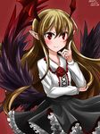  blush flat_chest head_wings hebitsukai-san highres long_hair pointy_ears red_eyes shingeki_no_bahamut solo vampy 