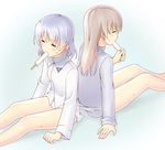  =_= arm_support blue_hair brown_hair closed_eyes eating eila_ilmatar_juutilainen food food_in_mouth momiji7728 mouth_hold multiple_girls no_pants panties popsicle sanya_v_litvyak sitting strike_witches sweat underwear white_panties world_witches_series 