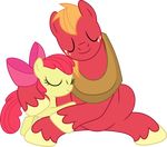  2015 absurd_res affection alpha_channel apple_bloom_(mlp) big_macintosh_(mlp) cuddling cute duo equine eyes_closed female feral friendship_is_magic fur hair hi_res horse hug male mammal my_little_pony orange_hair pony porygon2z red_fur red_hair simple_background smile transparent_background yellow_fur 