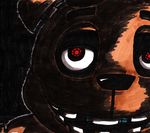  animatronic bear creepy dark_background five_nights_at_freddy&#039;s freddy_fazbear johndarwinencarnado looking_at_viewer machine mammal red_pupil robot shadow video_games 