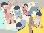  :3 ;3 all_fours bad_id bad_pixiv_id beanie black_hair blood bound f6 formal hat hood hoodie kneeling male_focus matsuno_todomatsu mochida64 money multiple_persona multiple_views one_eye_closed osomatsu-kun osomatsu-san pink_eyes suit sweater tears tied_up vest 