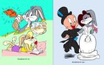  anthro bugs_bunny clothing elmer_fudd english_text female fur human lagomorph lola_bunny looney_tunes male mammal text unknown_artist warner_brothers 