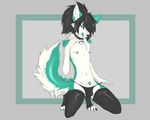  2015 anthro balls black_hair canine claws clothing dog girly grey_background hair husky kneeling licking licking_lips lingerie looking_at_viewer male mammal nirai_(artist) panties panty_pull penis penis_tip ponytail sheath simple_background solo tongue tongue_out underwear zeke_fierceclaw 