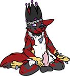  alpha_channel anthro balls black_fur colesense crown erection fur hybrid king kneeling lucario male mega_evolution mega_lucario multicolored_fur nintendo nude original_character_do_not_steal penis pinup pok&eacute;mon pose purple_eyes red_fur royalty simple_background solo spikes tan_fur teasing transparent_background uselesslizard video_games white_fur 