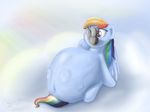  augustbebel belly big_belly blue_feathers chubby cloud equine feathers female friendship_is_magic fur hair horse mammal multicolored_hair my_little_pony pegasus pony rainbow_dash_(mlp) rainbow_fur rainbow_hair sky vore wings 