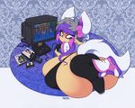  anthro big_breasts big_butt breasts butt clothed clothing controller female gaming hair hoodie huge_breasts huge_butt hyper hyper_breasts looking_back lying on_front pink_hair purple_hair sega_genesis slit_pupils smile smutbunny sonic_(series) sonic_the_hedgehog streets_of_rage television thick_thighs trainers urban video_games vixynyan 