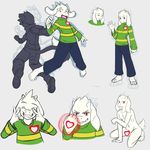  &lt;3 2015 anthro asriel_dreemurr balls boss_monster cat censored clothing feline frisk fur hair kemono male mammal penis raxkiyamato sketch undertale video_games 