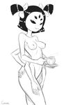  belly black_eyes black_hair blush breasts butt canime fangs female hair looking_at_veiwer muffet multiple_eyes pigtails ribbons short_hair six_arms solo undertale video_games 