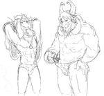  2015 anthro asgore_dreemurr asriel_dreemurr boss_monster custard_apples duo fangs father father_and_son male mammal monochrome monster nude parent royalty size_difference son undertale video_games 