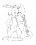  anthro balls barefoot bottomless buckteeth clothed clothing dylan_(the_magic_roundabout) erection greyscale guitar half-closed_eyes half-dressed lagomorph male mammal mizzyam monochrome musical_instrument pants pants_down pencil_(artwork) penis rabbit solo standing teeth the_magic_roundabout traditional_media_(artwork) vest 