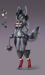  2015 anthro armor breasts canine clothed clothing female fur hair mammal melee_weapon sif simple_background solo unconvincing_armor weapon wolf 