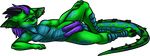  alpha_channel anthro blue_scales colesense collaboration double ear_piercing green_scales hand_on_knee hemipenes horn lizard lying multi_penis multicolored_scales nude on_side penis piercing pinup pose reptile scales scalie simple_background solo tasteful transparent_background two_tone_scales uselesslizard 