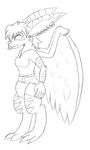  anthro breasts claws clothing demon diaper eyes_closed female pacifier piercing sakido_elexion sketch slightly_damned smile solo stripes unknown_artist webcomic wings 