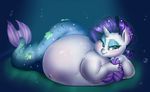  2015 blue_eyes bubble colored equine eyeshadow female friendship_is_magic hair half-closed_eyes horn hybrid makeup mammal marine merfolk mingamia my_little_pony navel obese overweight purple_hair rarity_(mlp) sirmasterdufel solo underwater unicorn water 