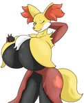  big_breasts blush breasts canine chest_tuft cute day-tripper-guy delphox female fox fur huge_breasts looking_at_viewer mammal nintendo one_eye_closed pok&eacute;mon solo standing suggestive tuft video_games wide_hips wink 