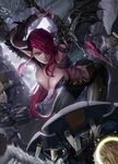  angel armor ass breasts cleavage demon demon_girl holding holding_weapon huge_breasts kuhn long_hair red_hair solo sword weapon 