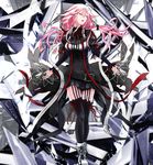  black_legwear closed_eyes guilty_crown hair_ornament hairclip long_hair open_mouth pink_hair solo tanikku thighhighs twintails yuzuriha_inori 