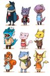  animal_crossing arbok blastoise crossover fedora gengar gyarados hat honchkrow hypno legendary_pok&eacute;mon mew nintendo pok&eacute;mon raichu scarf turtle-arts video_games vulpix 