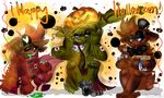  animatronic canine caramelcraze eye_patch eyewear five_nights_at_freddy&#039;s five_nights_at_freddy&#039;s_3 fox foxy_(fnaf) freddy_(fnaf) group halloween holidays lagomorph machine male mammal rabbit robot springtrap_(fnaf) video_games yellow_eyes 