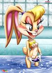 anthro bbmbbf black_eyes blonde_hair blush bottomless breasts buckteeth clitoris clothed clothing dildo female fur fur34 gloves hair half-closed_eyes half-dressed horny lagomorph lola_bunny looney_tunes mammal nipples nude open_mouth orange_fur palcomix pussy sex_toy shirt shirt_lift smile solo tan_fur teeth the_looney_tunes_show tongue warner_brothers water 