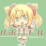  blonde_hair boots chibi commentary_request detached_sleeves full_body green_eyes hacka_doll hacka_doll_1 hair_ornament hazuki_ruu long_hair looking_at_viewer open_mouth panties shirt smile solo thigh_boots thighhighs twintails underwear white_panties 
